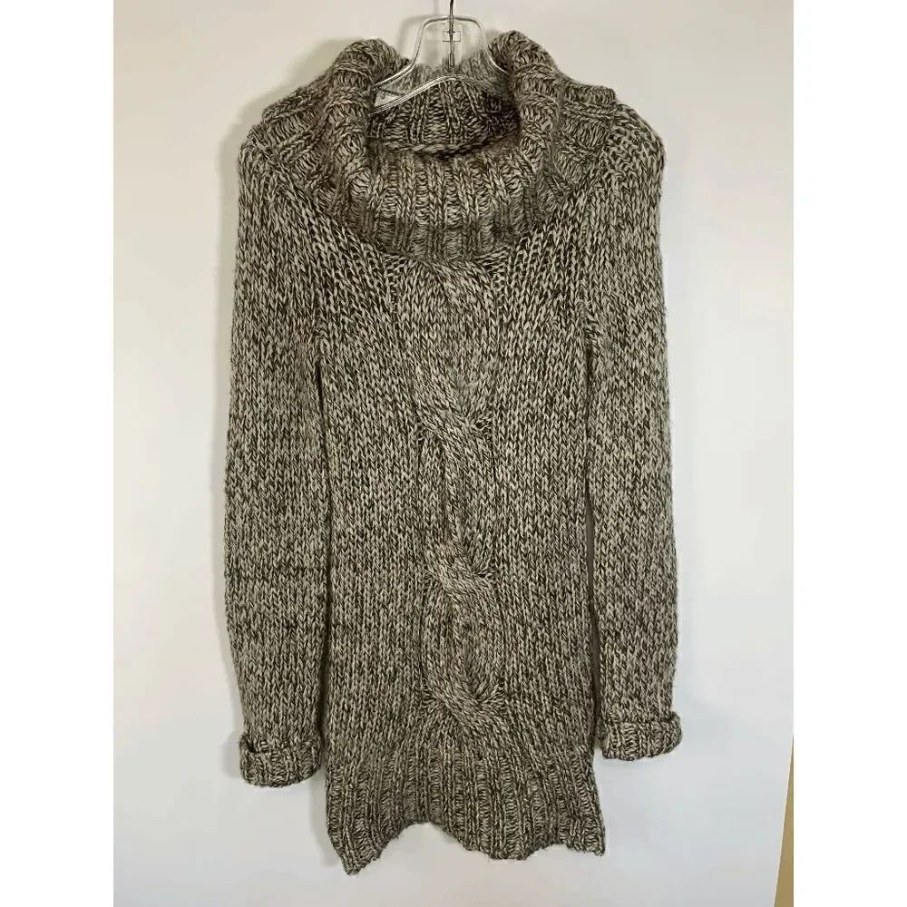 Rip Curl Women's Cowl Neck Tunic Pullover Sweater Cable Knit Brown One Size